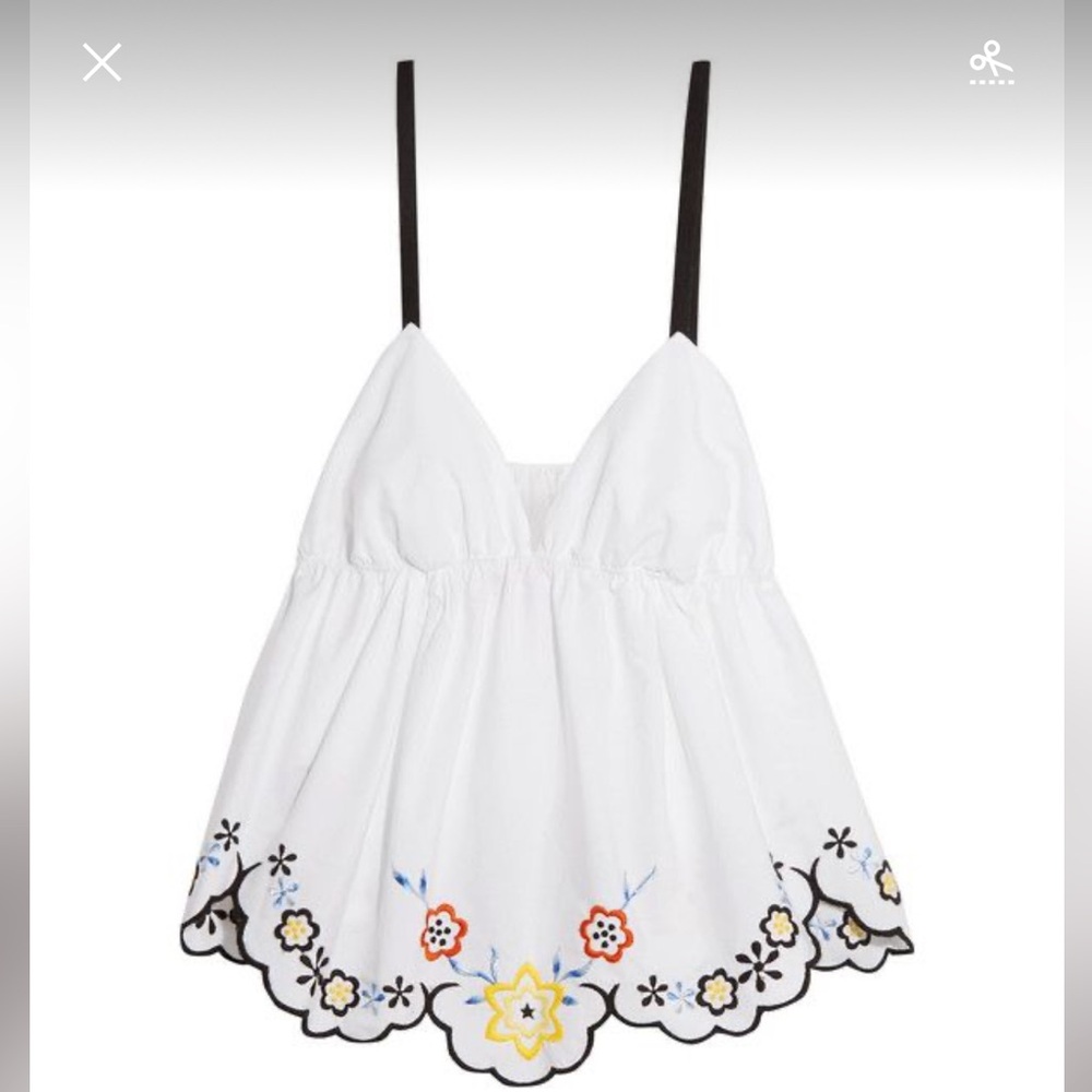 See By Chloe White Smocked Camisole Top